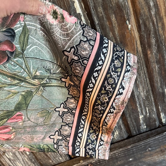 Floral Boho Lounge Pants in Sage Green and Pink - Picture 2 of 8